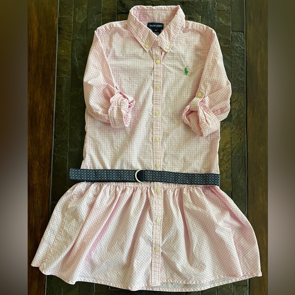Ralph Lauren Gingham Belted Girls Shirtdress